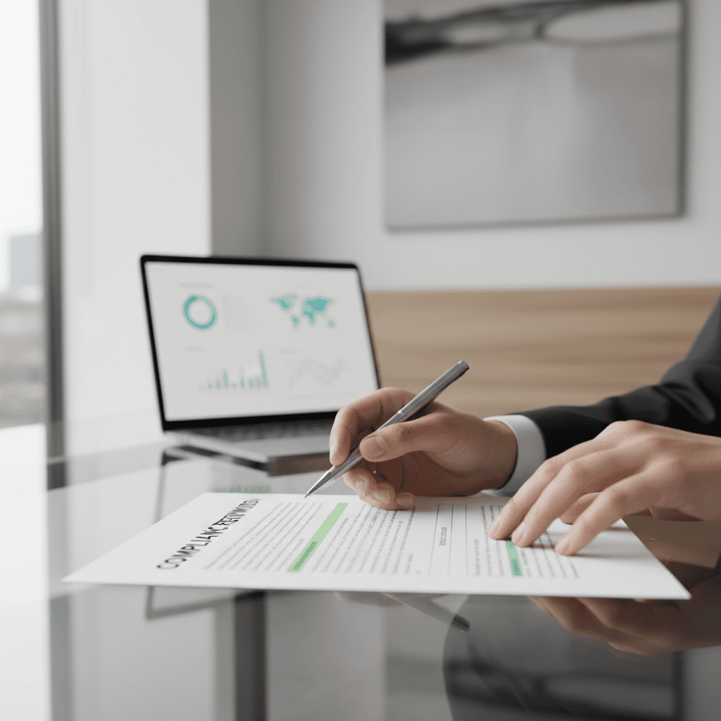 Person reviewing legal documents and taking notes at desk with natural light